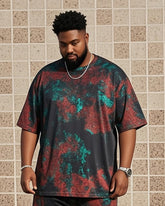 Plus Size Men's Vintage Distinctive Tie-Dye T-Shirt Shorts Suit